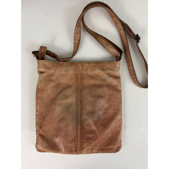 SPIKES & SPARROW Distressed Look Lt Brown Leather Boho Crossbody Bag - Picture 3 of 6